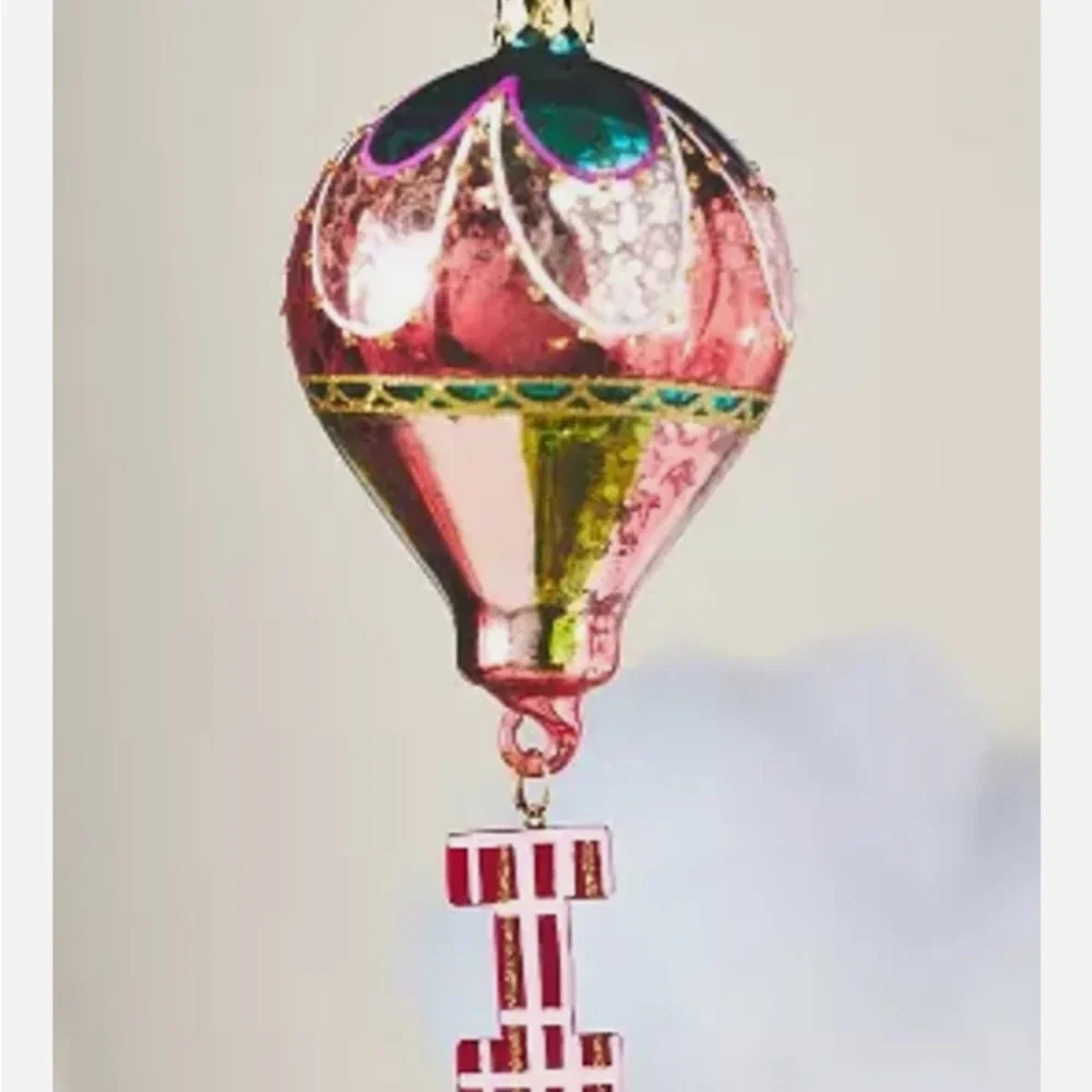 Anthropologie monogram Hot Air Balloon Ornaments